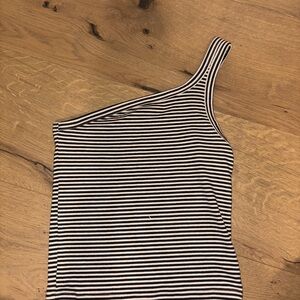 Striped One-Shoulder Tank Top